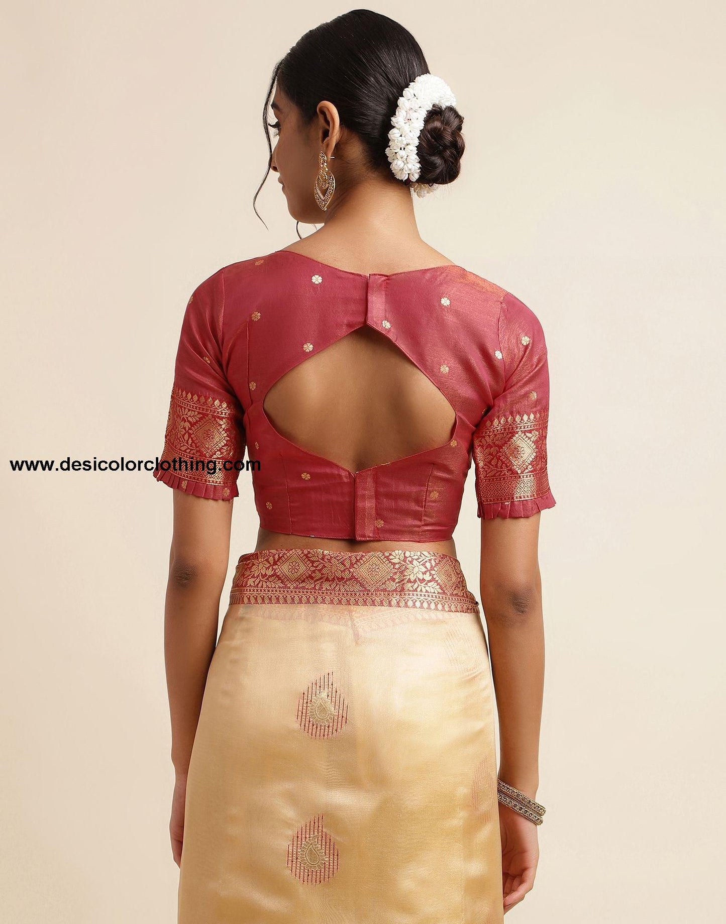 Beige Silk Banarasi Saree