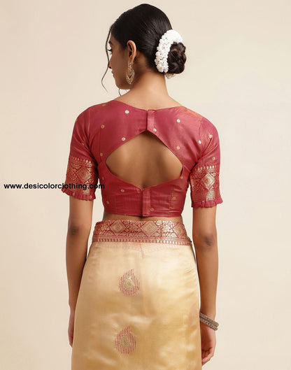 Beige Silk Banarasi Saree
