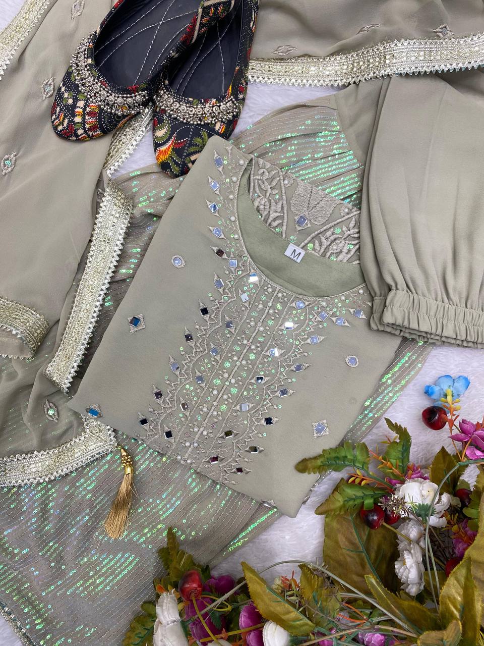 Product Image - Exclusive Designer Georgette Suit with Sequins