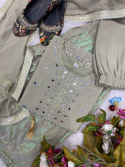 Product Image - Exclusive Designer Georgette Suit with Sequins