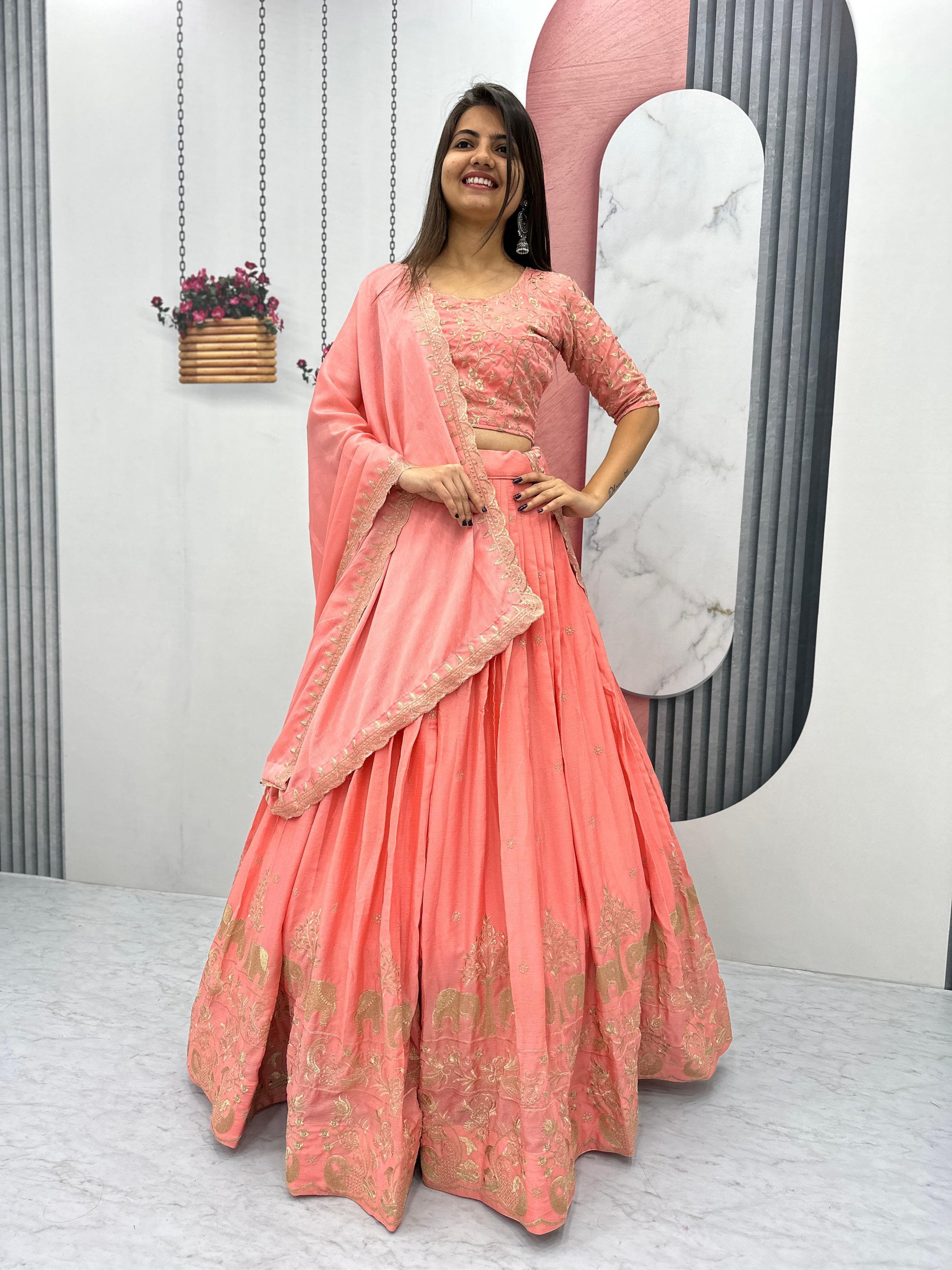 Product Image - Elegant Chinon Festive Wedding Lehenga Choli by Mahant Creation