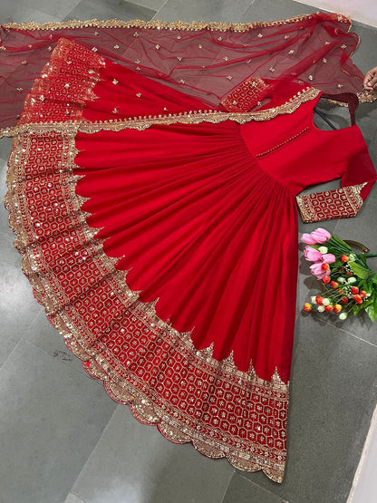 Product Image - Designer Party Wear Gown with Georgette Fabric & Embroidery