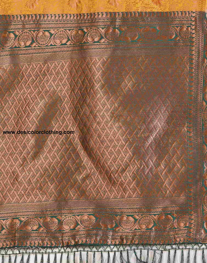 Yellow Banarasi Silk Woven Saree