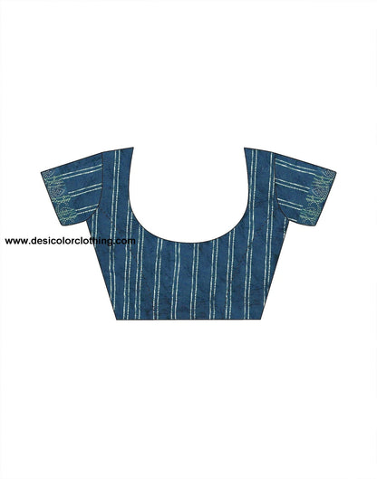 Blue Printed Georgette Stone Work Saree