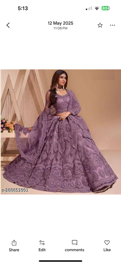 Designer Net Fully Stitched Lehengas – Sheer Elegance with Stunning Detai