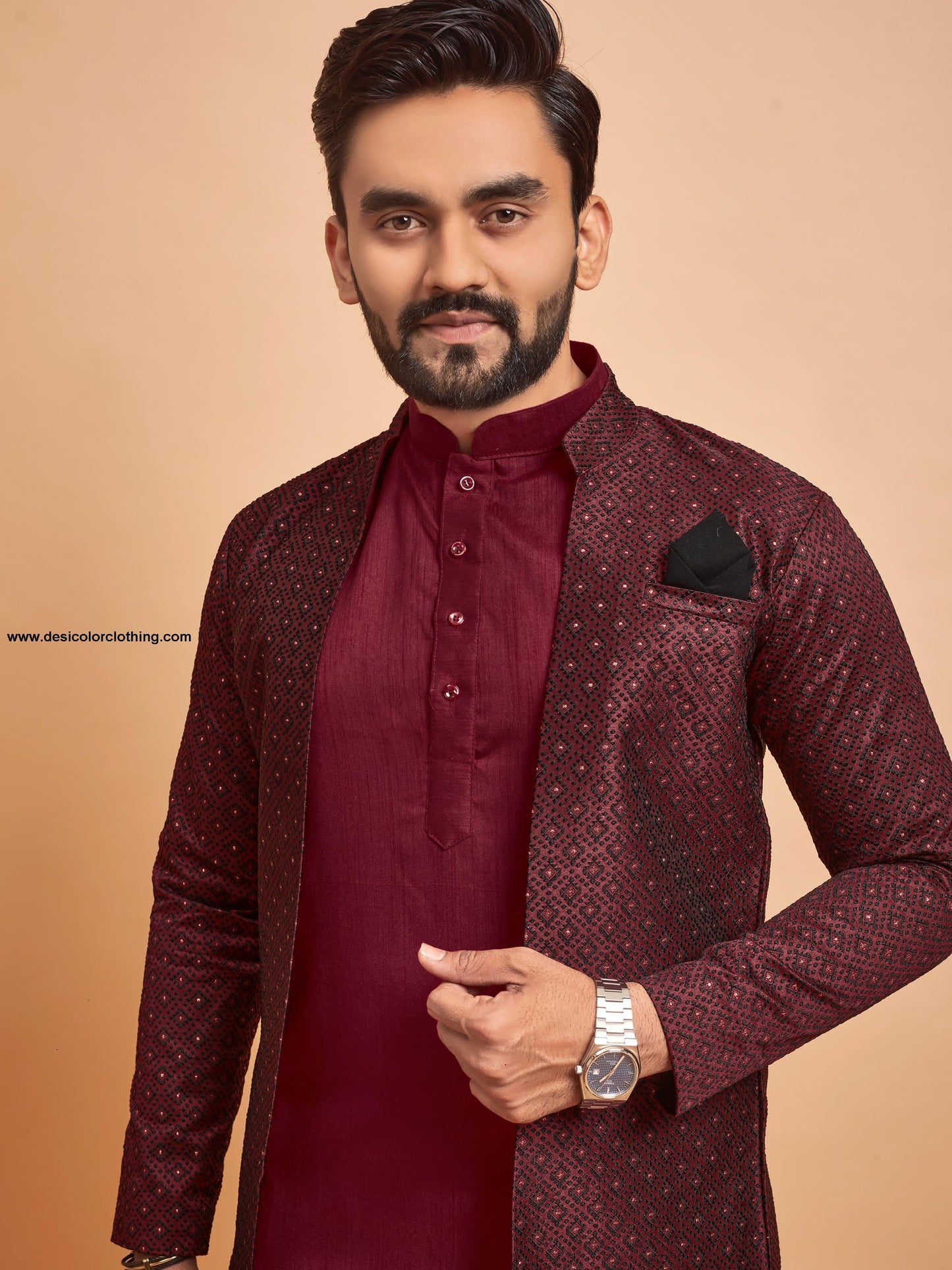 Bluevery Fashion Indo Western Style Jacket with Polo Pant Pair