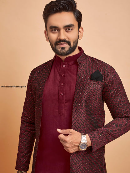 Bluevery Fashion Indo Western Style Jacket with Polo Pant Pair