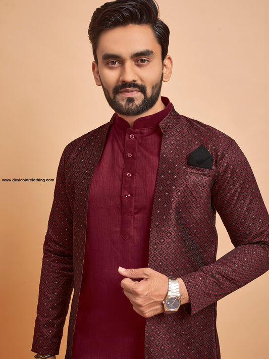 Bluevery Fashion Indo Western Style Jacket with Polo Pant Pair