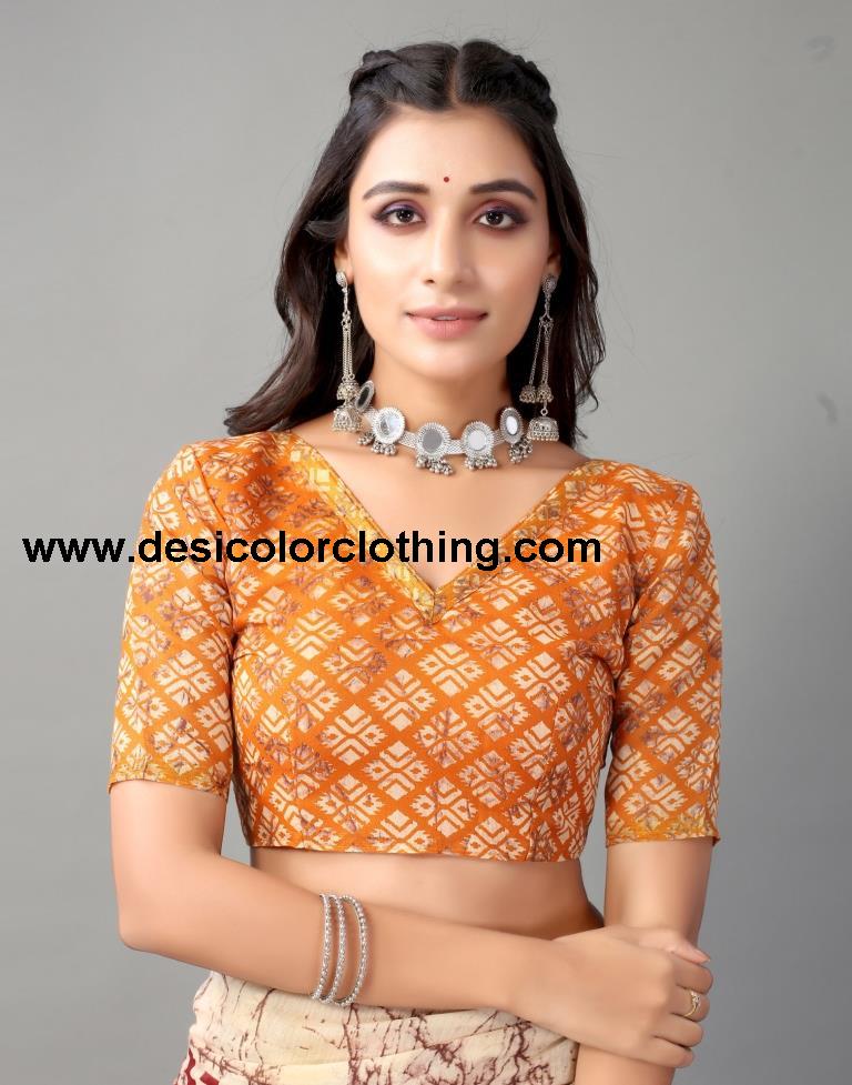 Wine Printed Cotton Saree