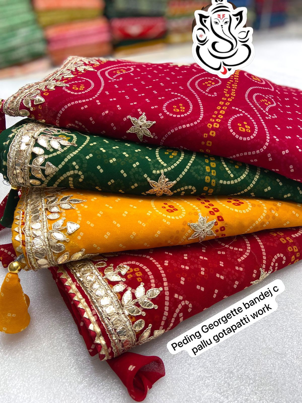 Product Image - Exquisite Georgette Bandej Saree with Gota Patti Work | Festive Wear