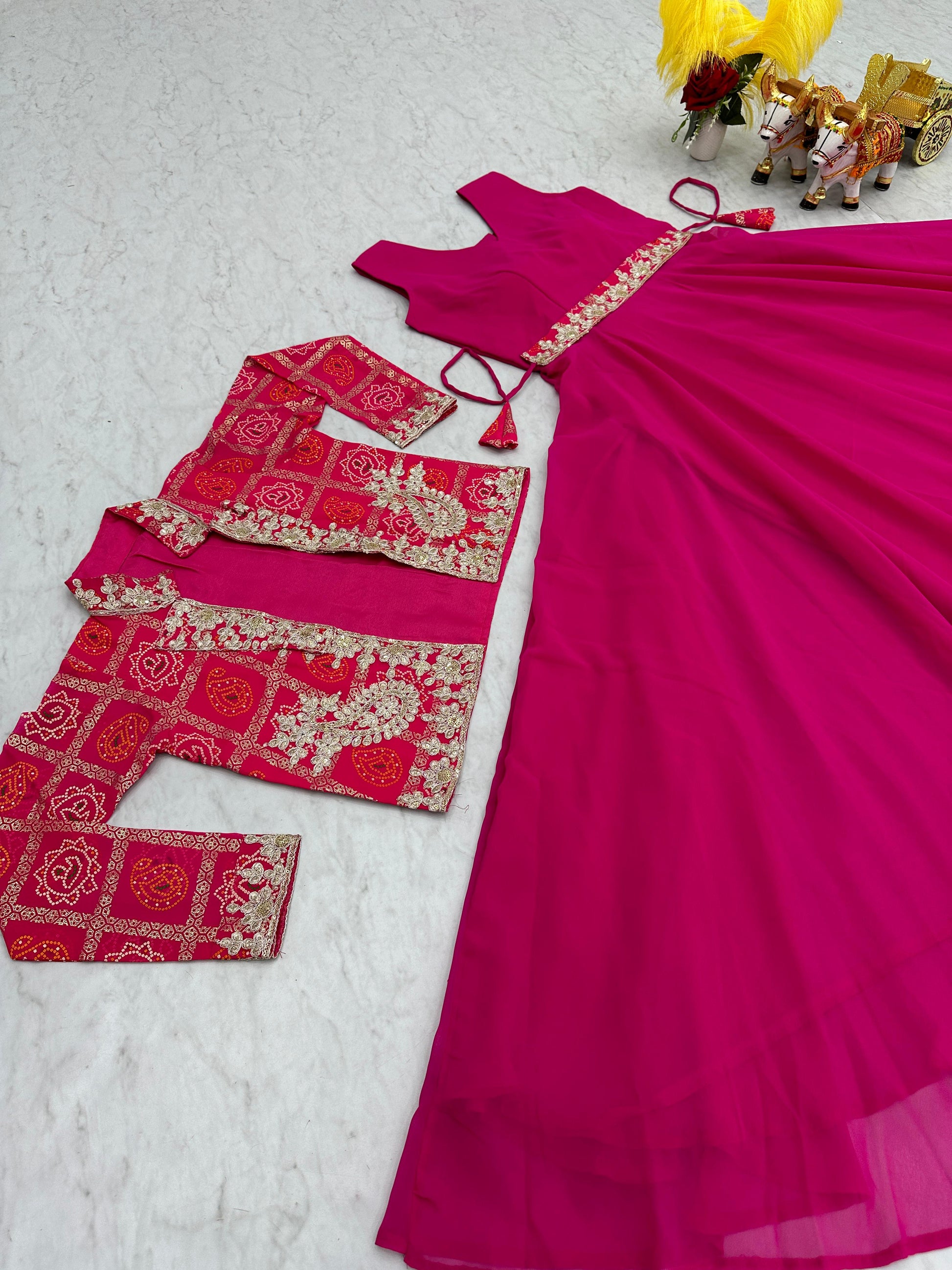 Product Image - Designer Festive Bandhej Jacket & Long Gown - Shree Ram Creation