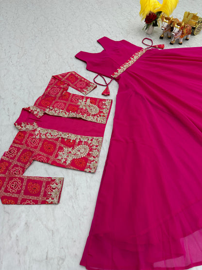 Product Image - Designer Festive Bandhej Jacket & Long Gown - Shree Ram Creation