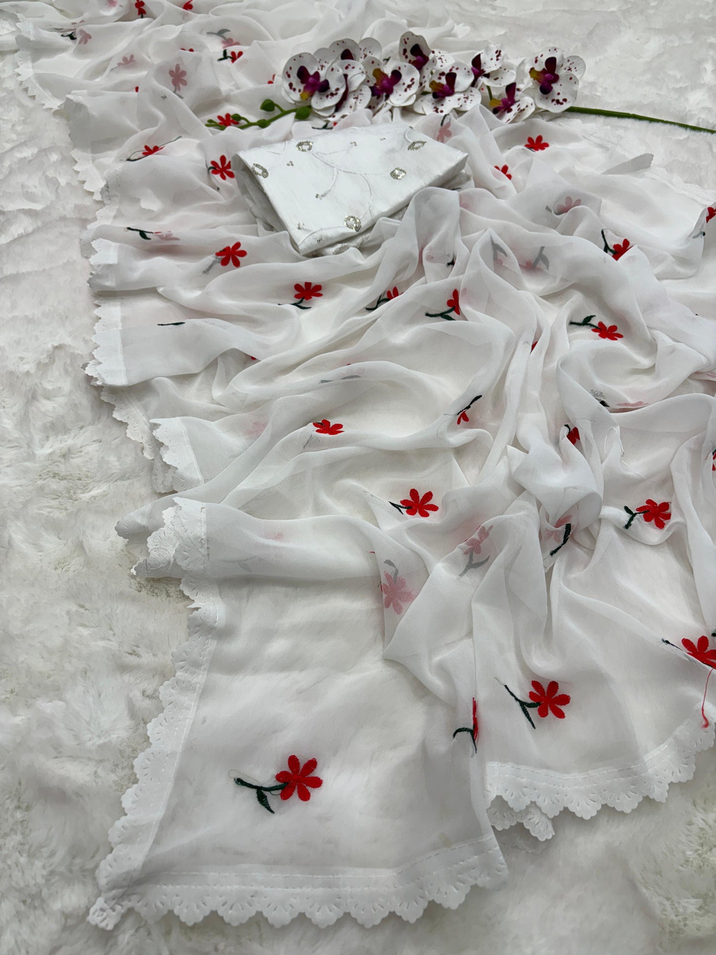 Product Image - Magic Georgette Designer Saree with Thread Work - Festive & Wedding Wear