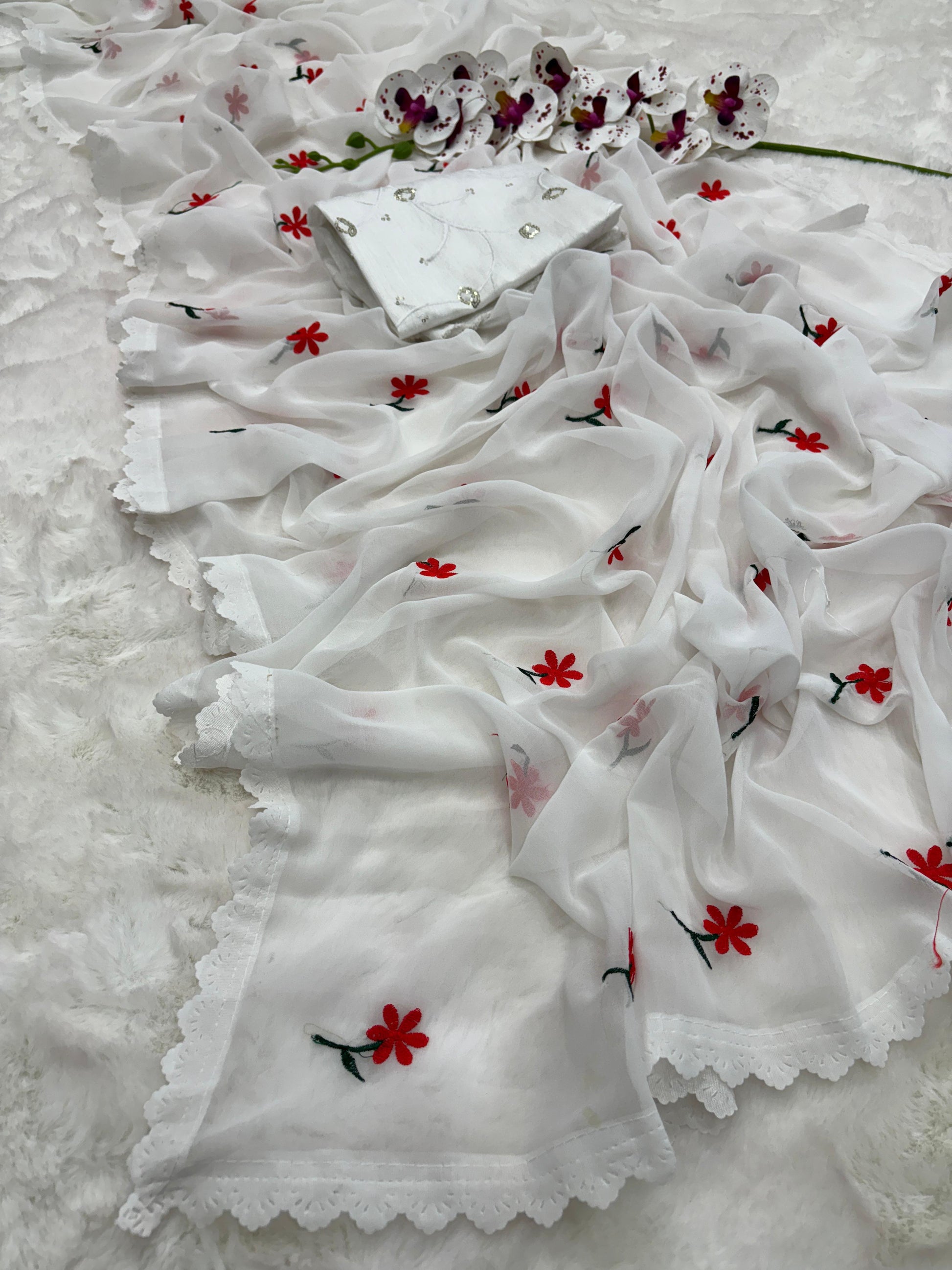 Product Image - Magic Georgette Designer Saree with Thread Work - Festive & Wedding Wear