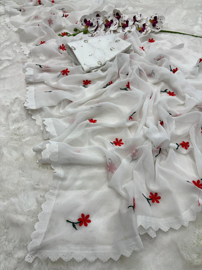Product Image - Magic Georgette Designer Saree with Thread Work - Festive & Wedding Wear