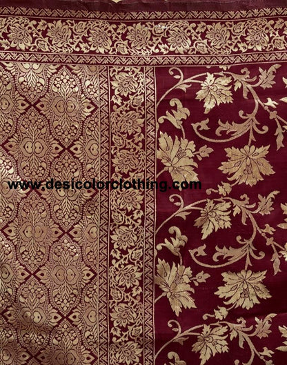 Dark Maroon Silk Plain Saree