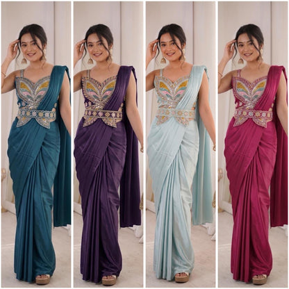 Product Image - Designer ready made saree with designer fully Striched blouse - 8