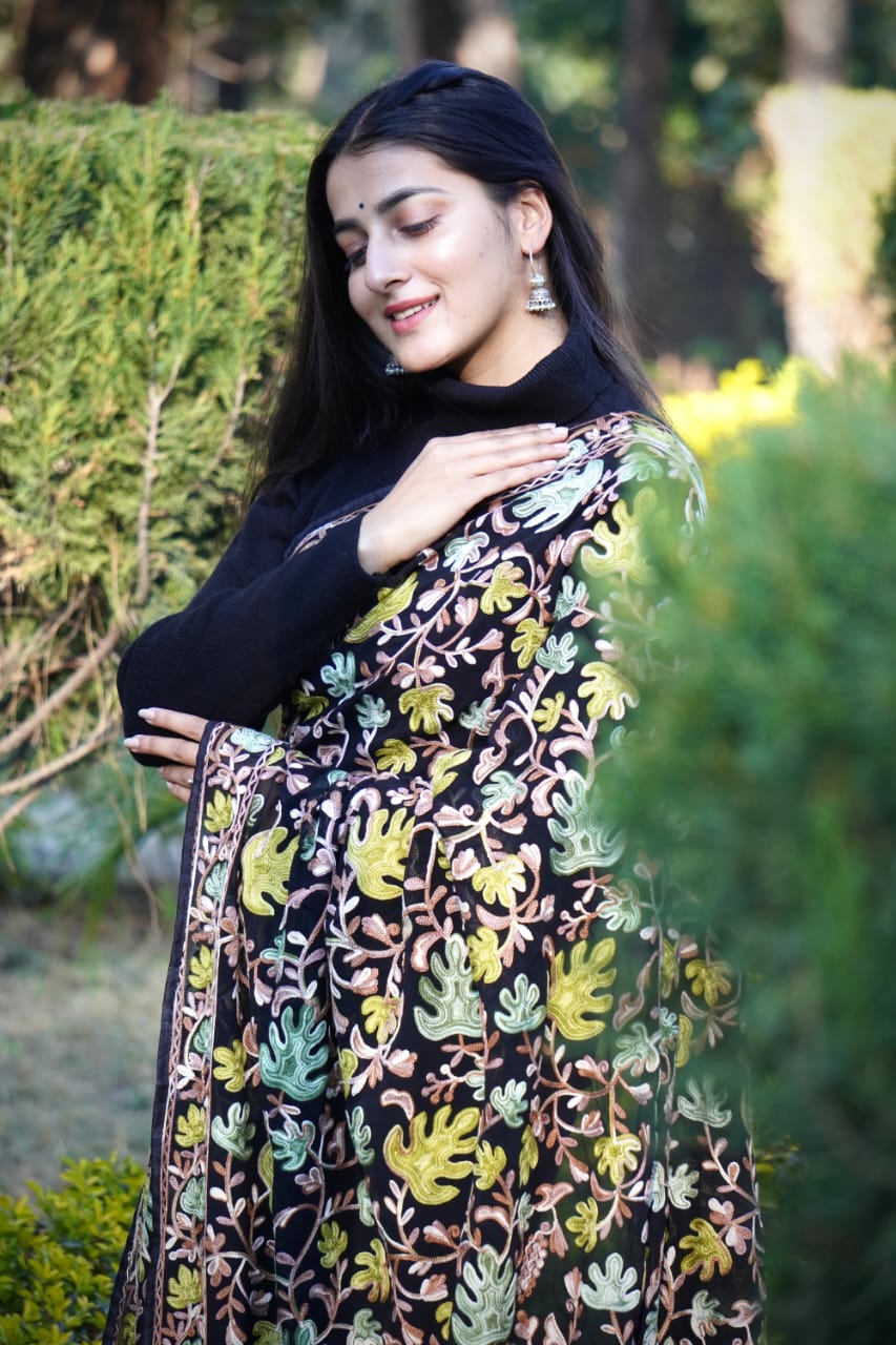Product Image - Elegant Designer Georgette Saree with Kashmiri Work | Festive Wear