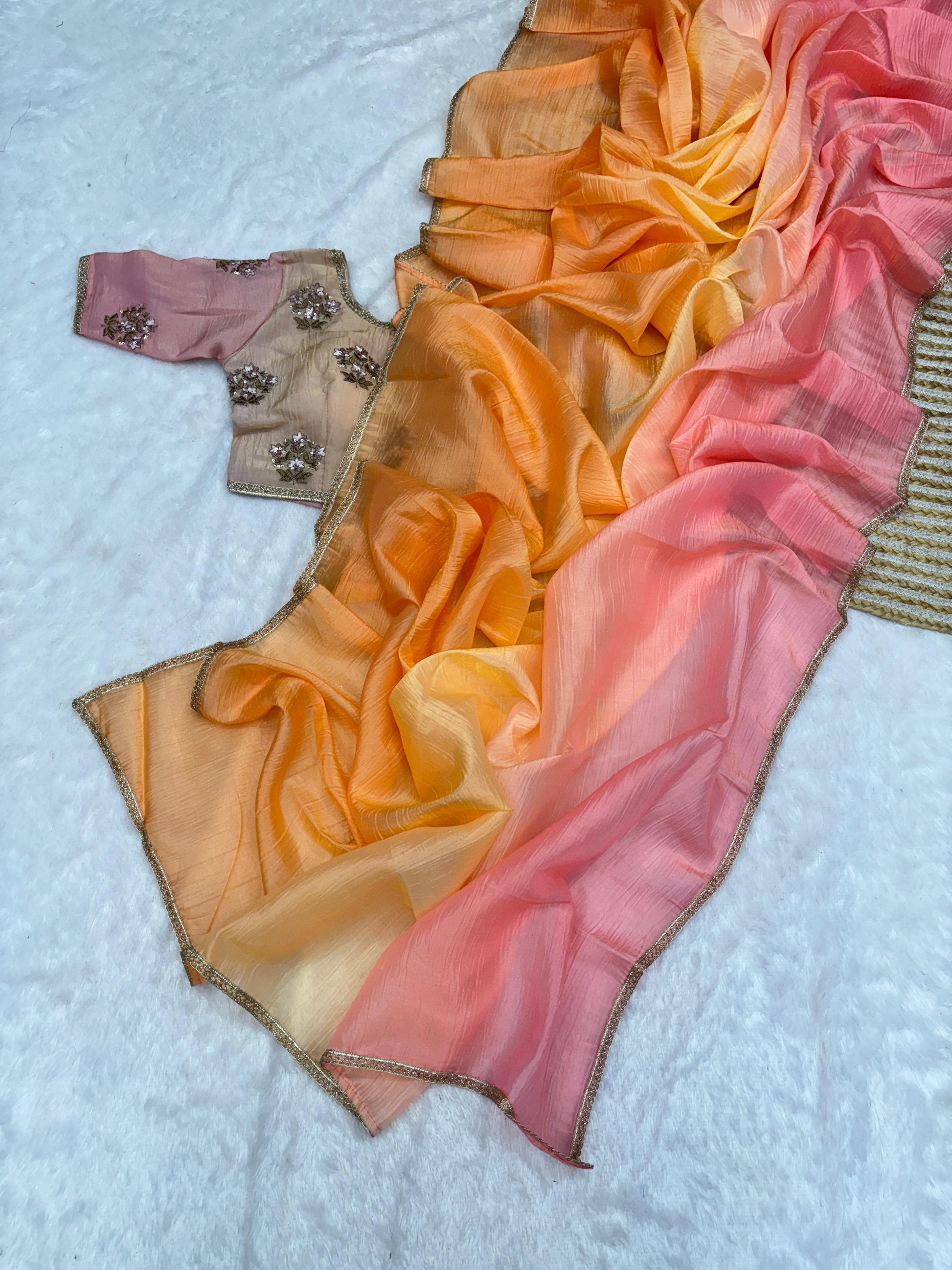 Product Image - Magic Soft Designer Fendy Crush Silk Saree - Festive Ethnic Wear