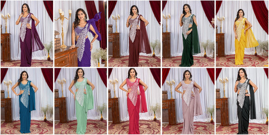 Product Image - Designer Ready Made Saree with Fully Stitched Work Blouse - 1