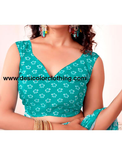 Blue Georgette Printed Saree