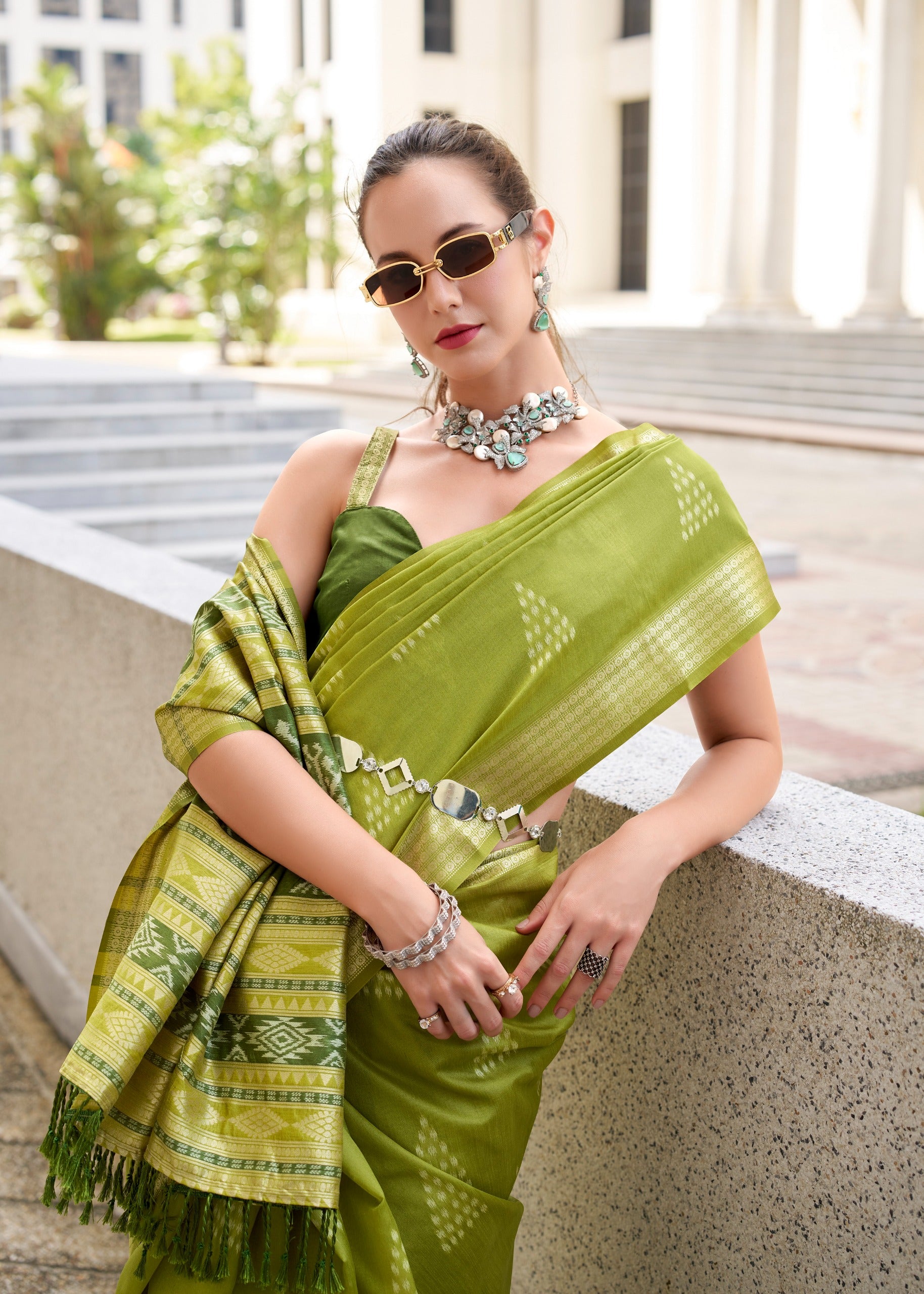 Product Image - RajYog Designer Ikkat Pattern Georgette Saree - Festive Wear & Wedding Outfits