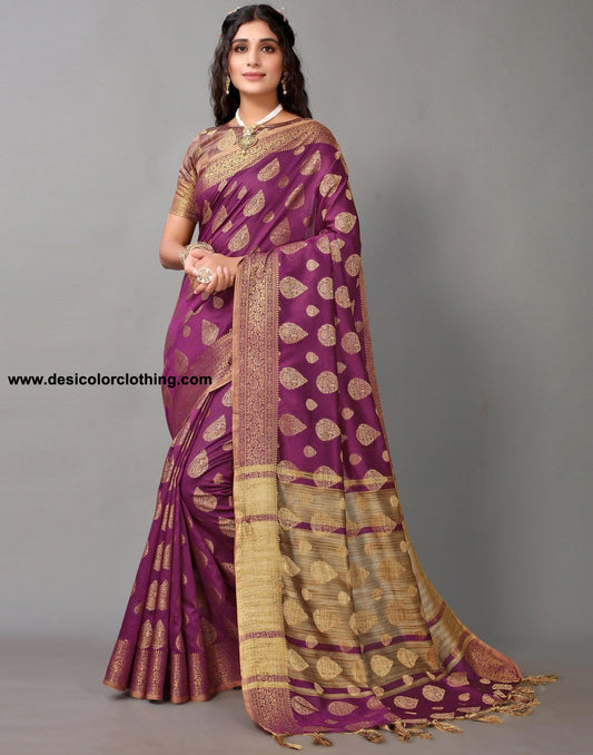 Purple Banarasi Silk Saree