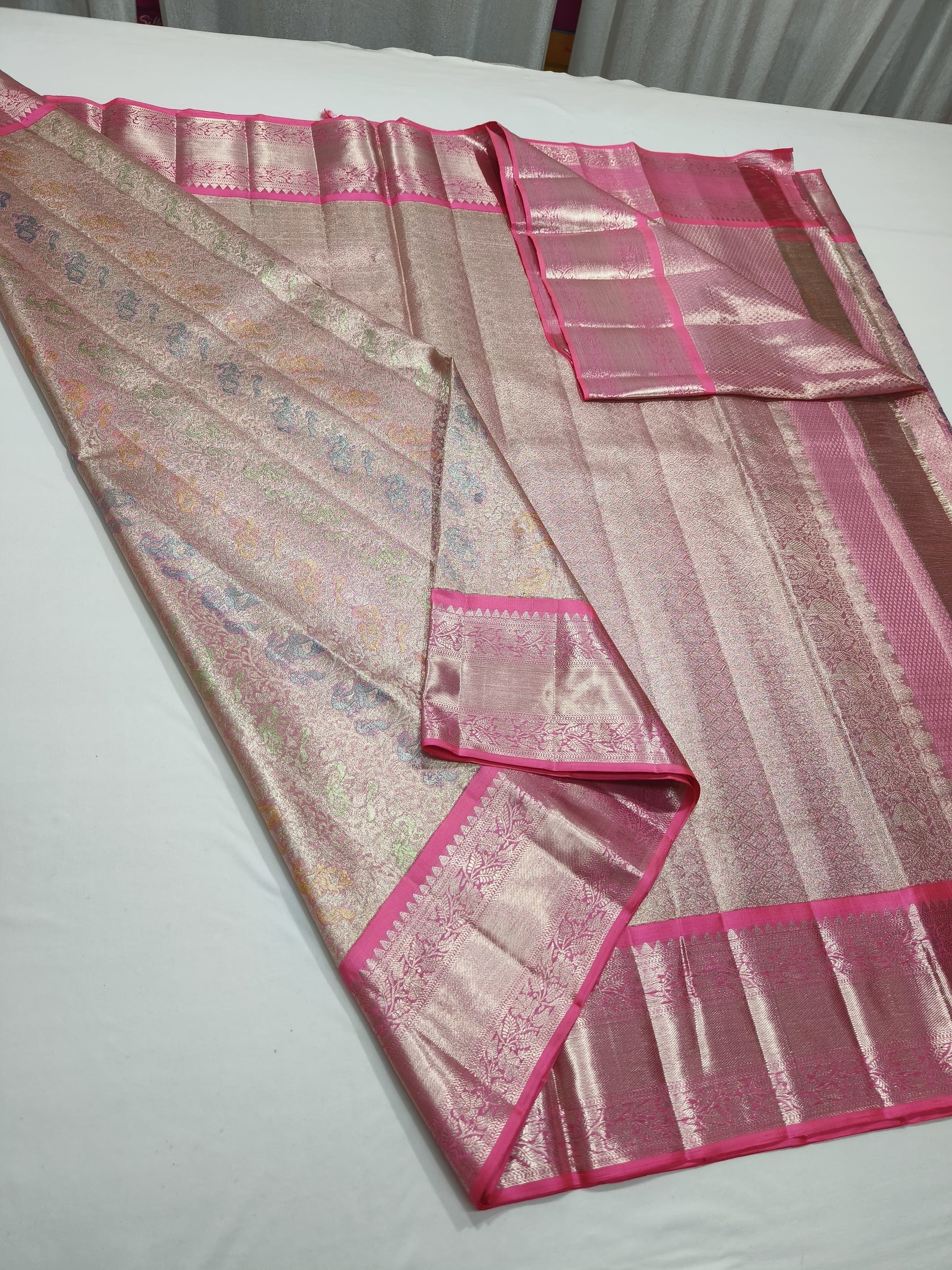 Product Image - Exquisite Kanjeevaram Designer Saree with Multi-Color Meena Work