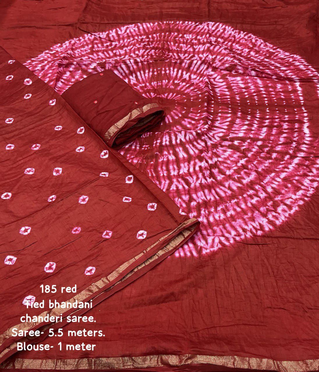 Product Image - Exquisite Pure Chanderi Hand Tie-Dye Bandhani Saree