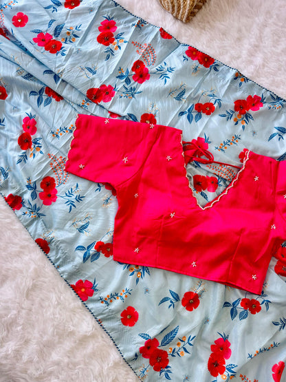 Product Image - Designer Soft Silk Saree with Handcrafted Work