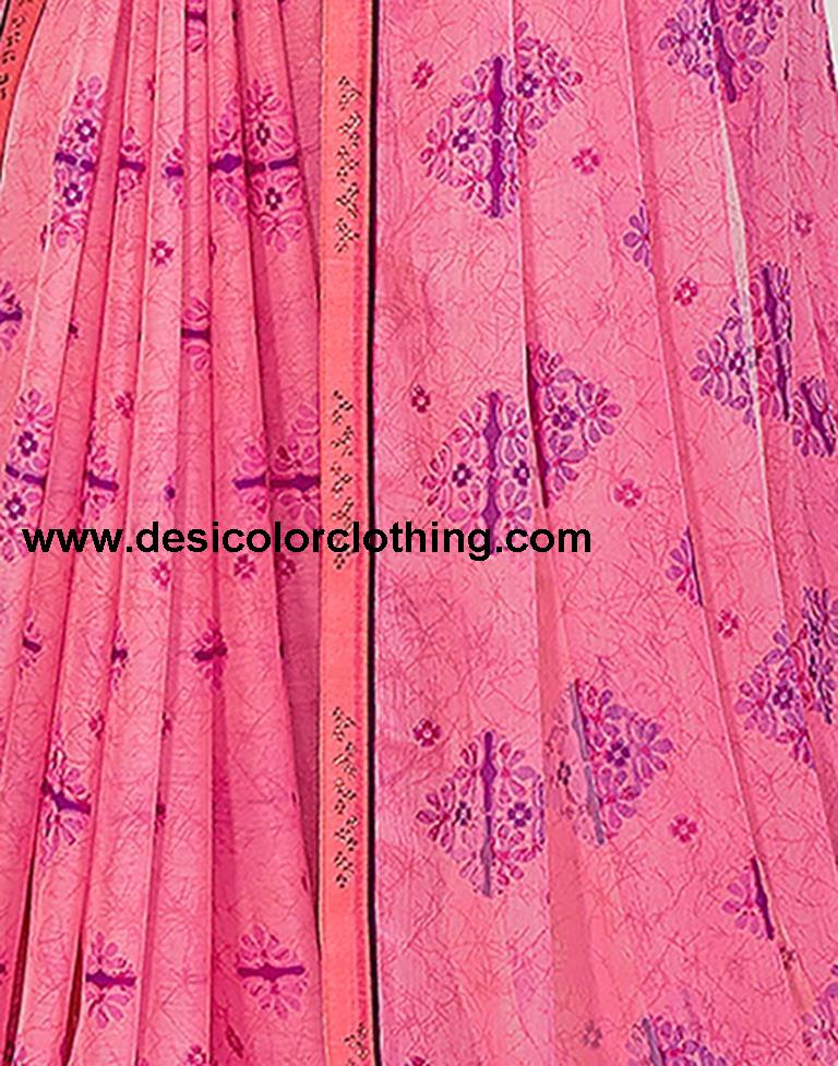 Rose Pink Chiffon Printed Saree
