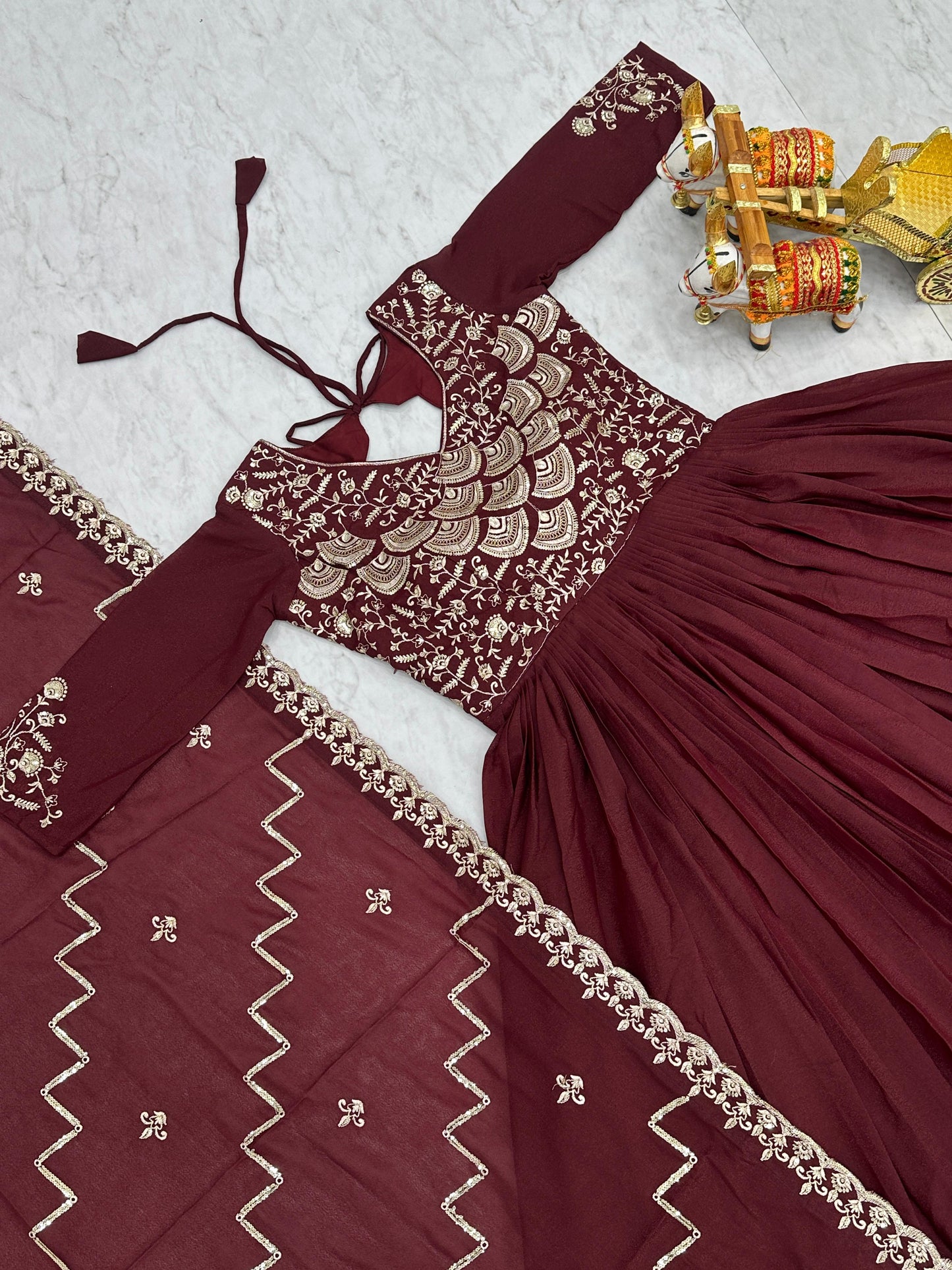 Product Image - Designer Georgette Festive Gown with Dupatta