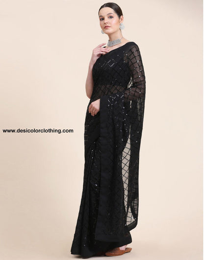 Black Sequence Saree