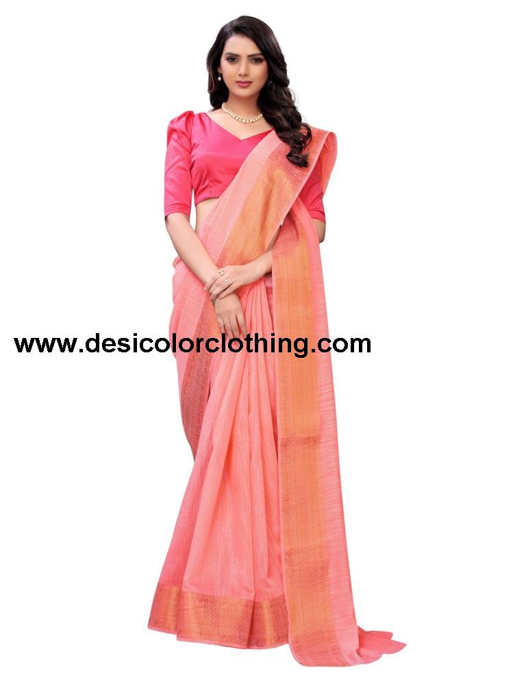 Pink Coloured Chanderi Jacquard Partywear saree | SLV1529S108