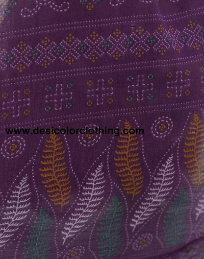 Deep Purple Printed Cotton Saree