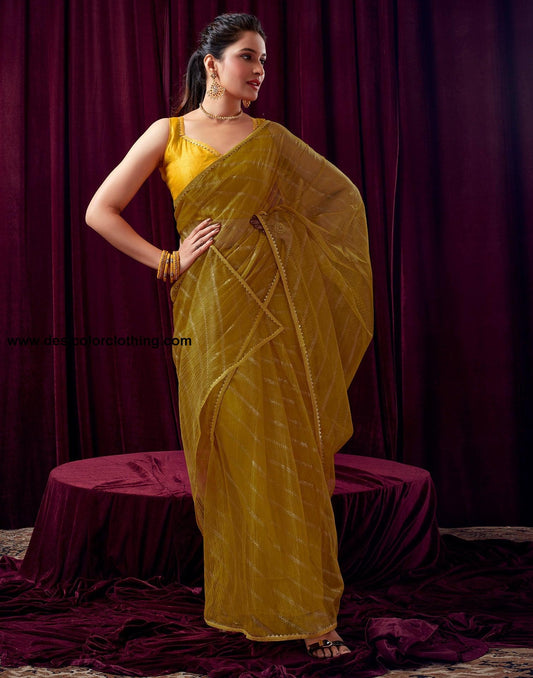 Turmeric Net Plain Saree