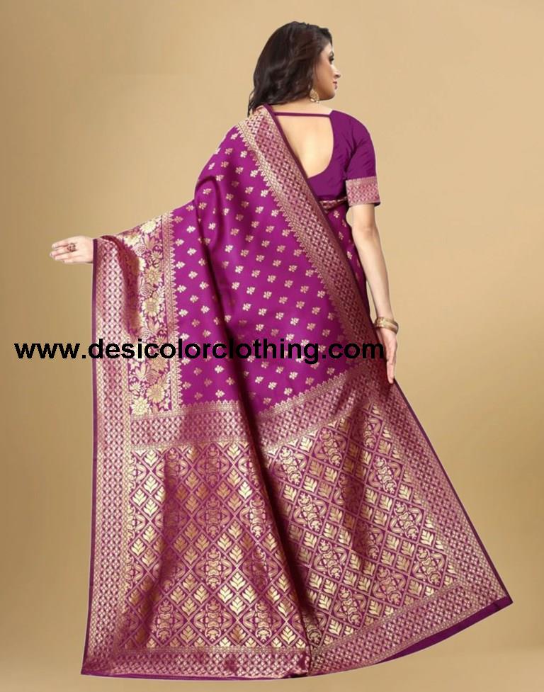 Purple Banarasi Silk Saree