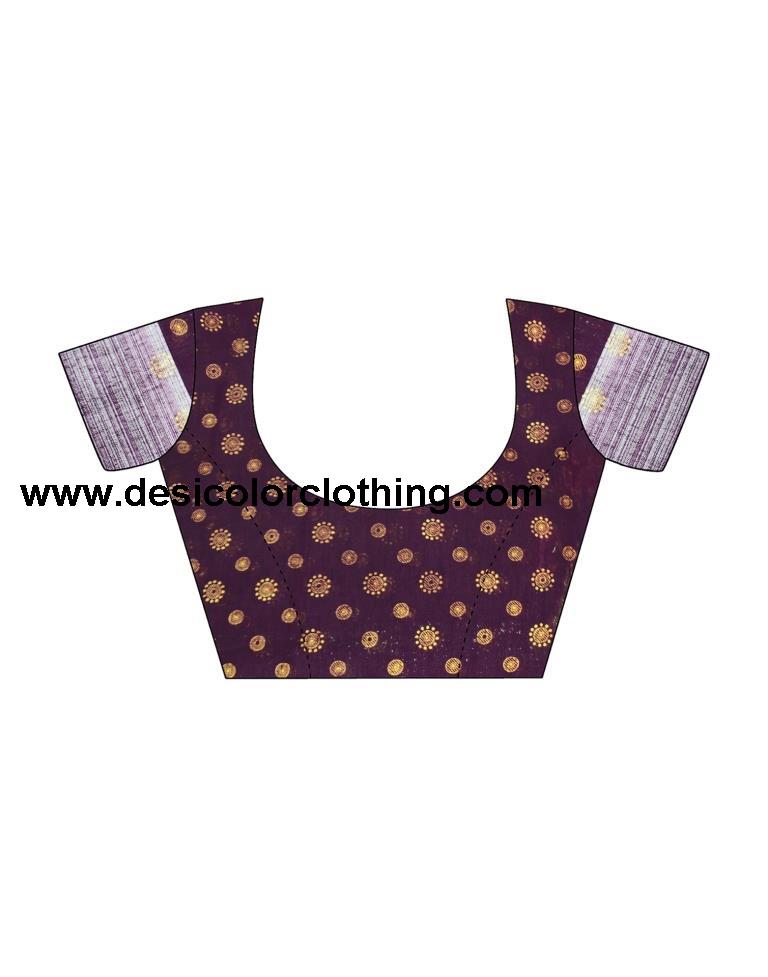 Wine Cotton Zari Saree