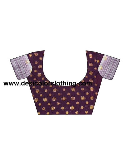 Wine Cotton Zari Saree