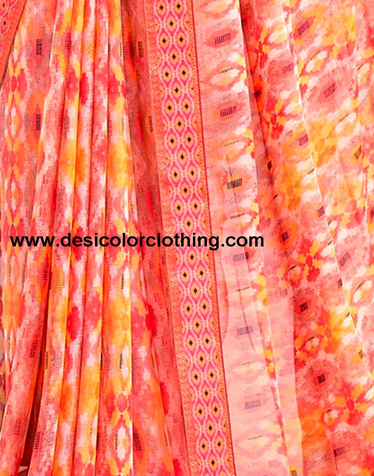 Peach Chiffon Printed Saree