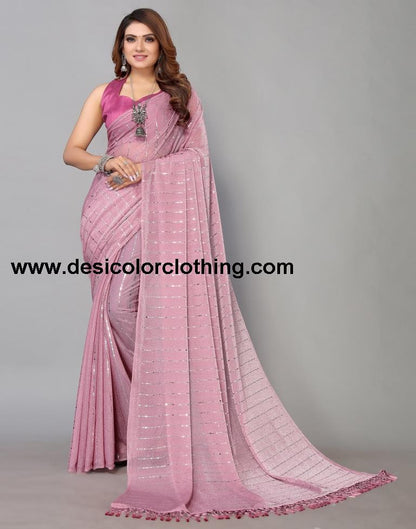 Pink Printed Saree