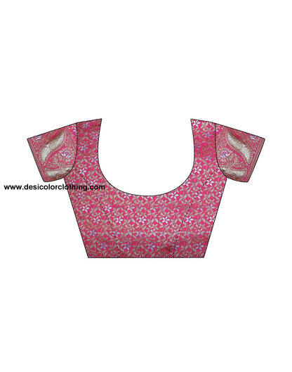 Punch Pink Silk Plain Saree