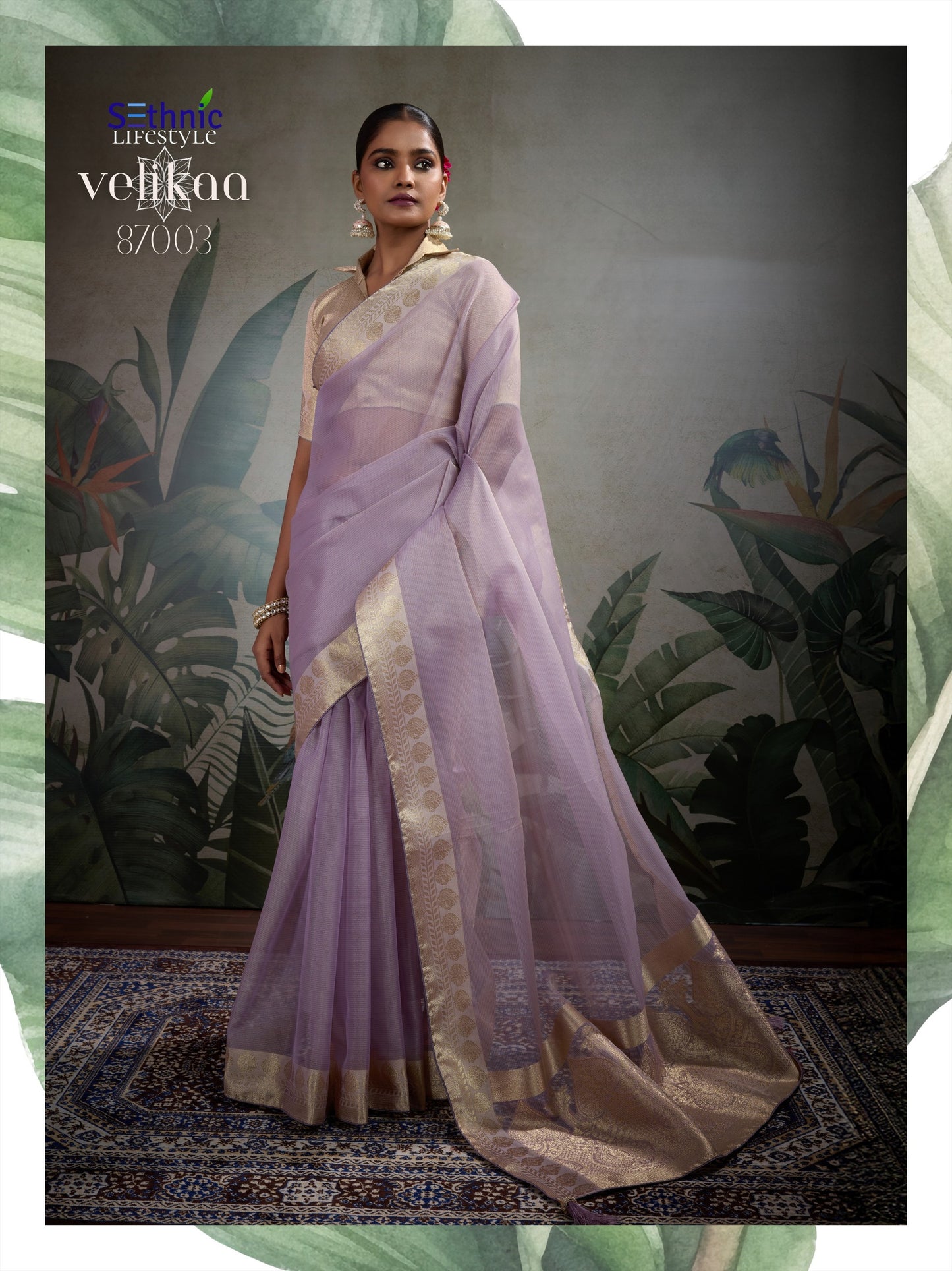 Product Image - Designer Tissue Silk Saree with Woven Patta & Pallu