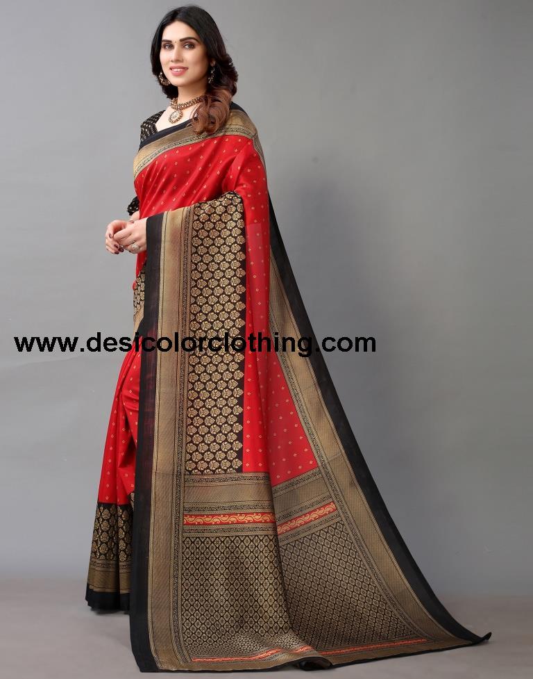 Red And Beige Silk Saree