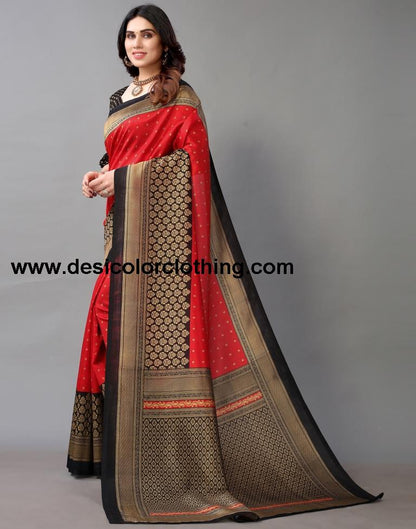 Red And Beige Silk Saree