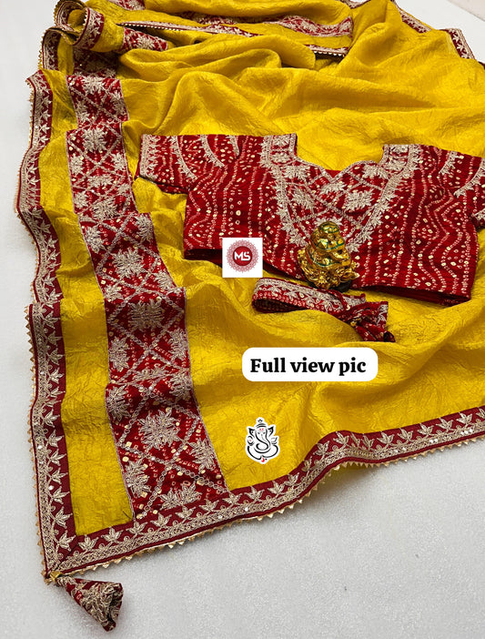 Product Image - Premium Designer Georgette Saree with Heavy Embroidery and Sequins - Festive Wear