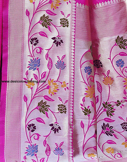 Silver Jacquard Silk Saree