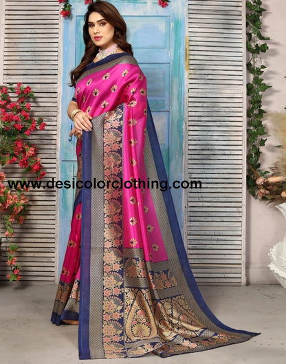 Pink Silk Printed Saree