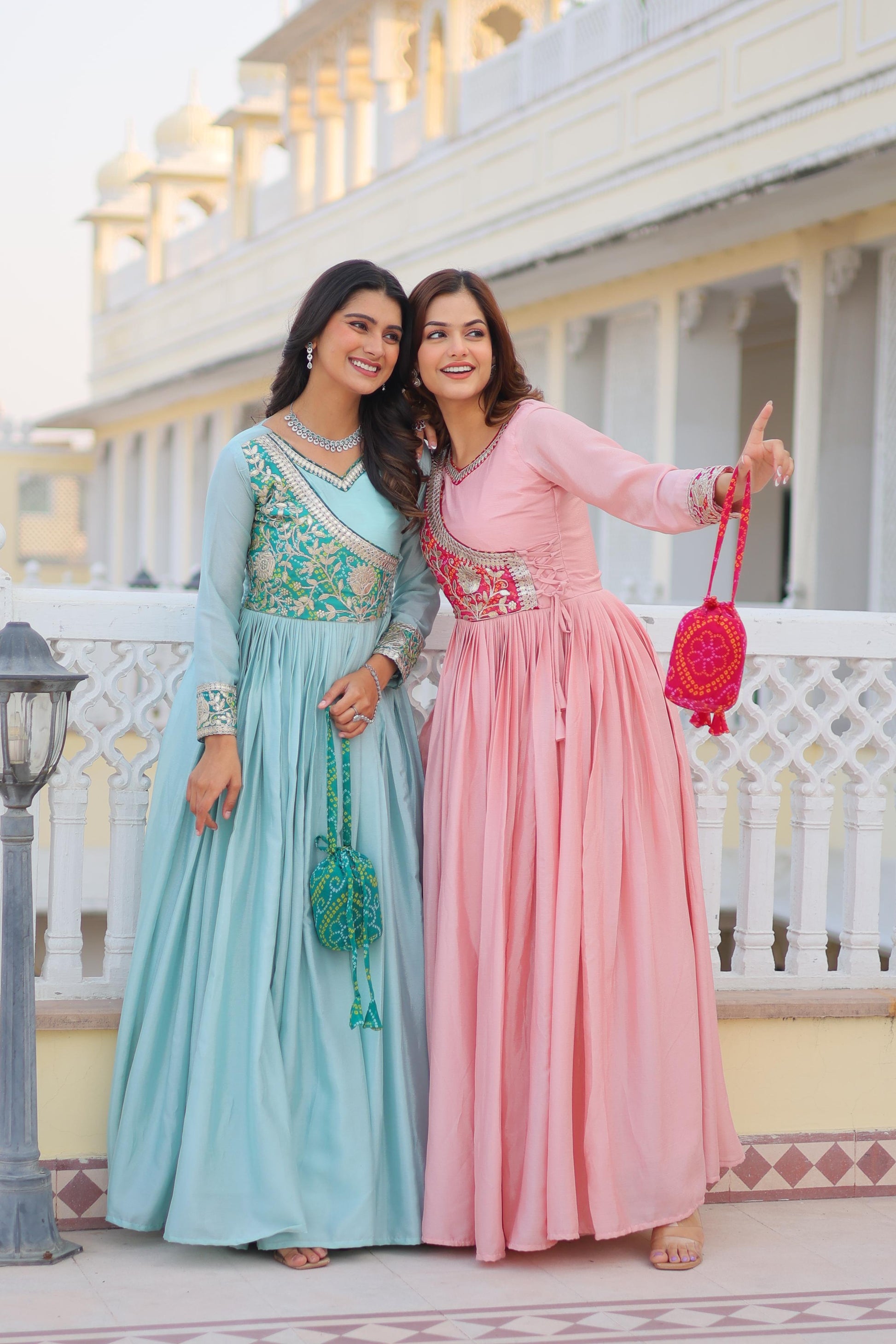 Product Image - Designer Bandhej Long Gown with Jacket | Festive & Wedding Saree Outfit