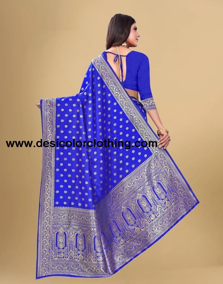 Royal Blue Jacquard Banarasi Silk Saree